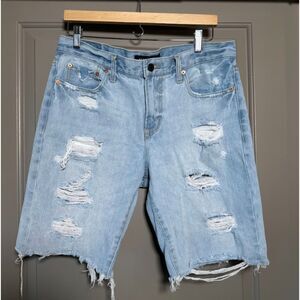 Aeropostale Men’s Distressed Light Wash Denim Jean Shorts Size 31 Cutoff